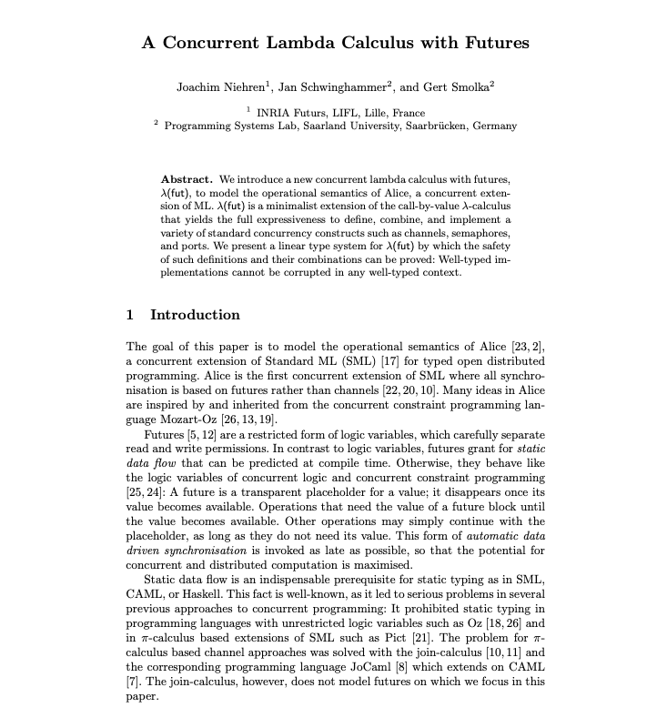 A Concurrent Lambda Calculus with Futures preview