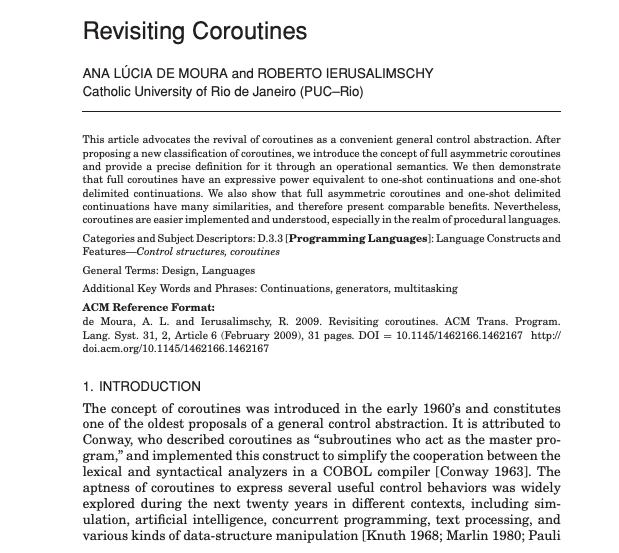 Revisiting Coroutines preview